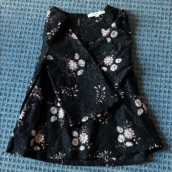 LOFT Black Lace Top with Pink Accents - Picture 3 of 4